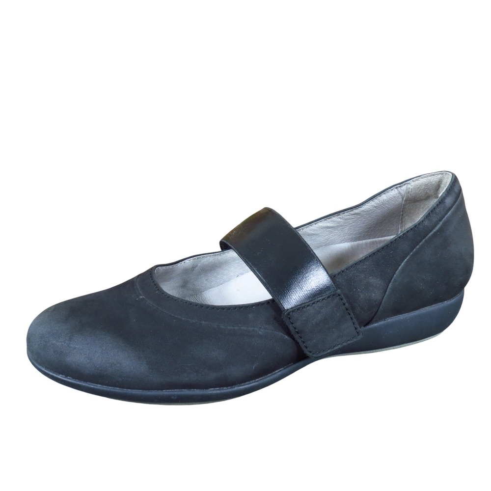 Dansko Black Nubuck Mary Jane Flat with Strap
